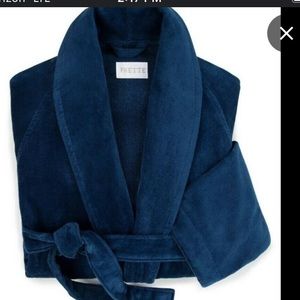 Frette blue unisex velour terry cotton bathrobe